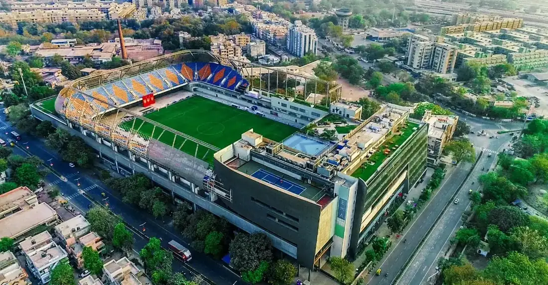 Aerial view of the expo venue in Ahmedabad, Gujarat